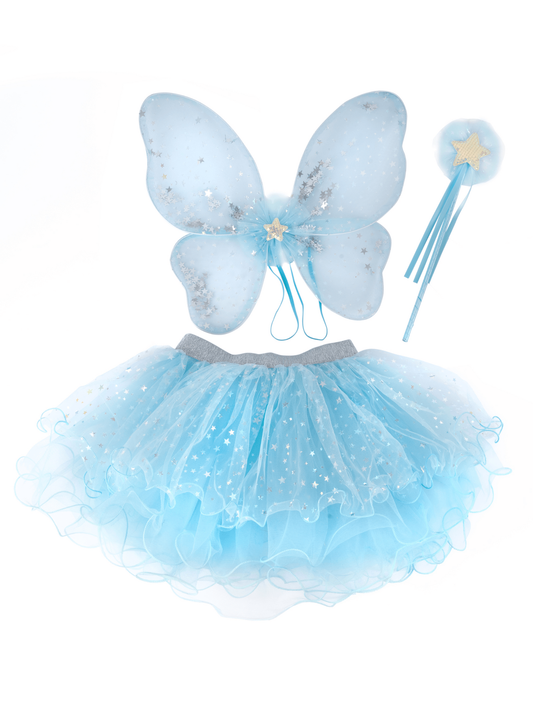 Iridescent Celestial Fairy Wings, Tutu, & Wand Set