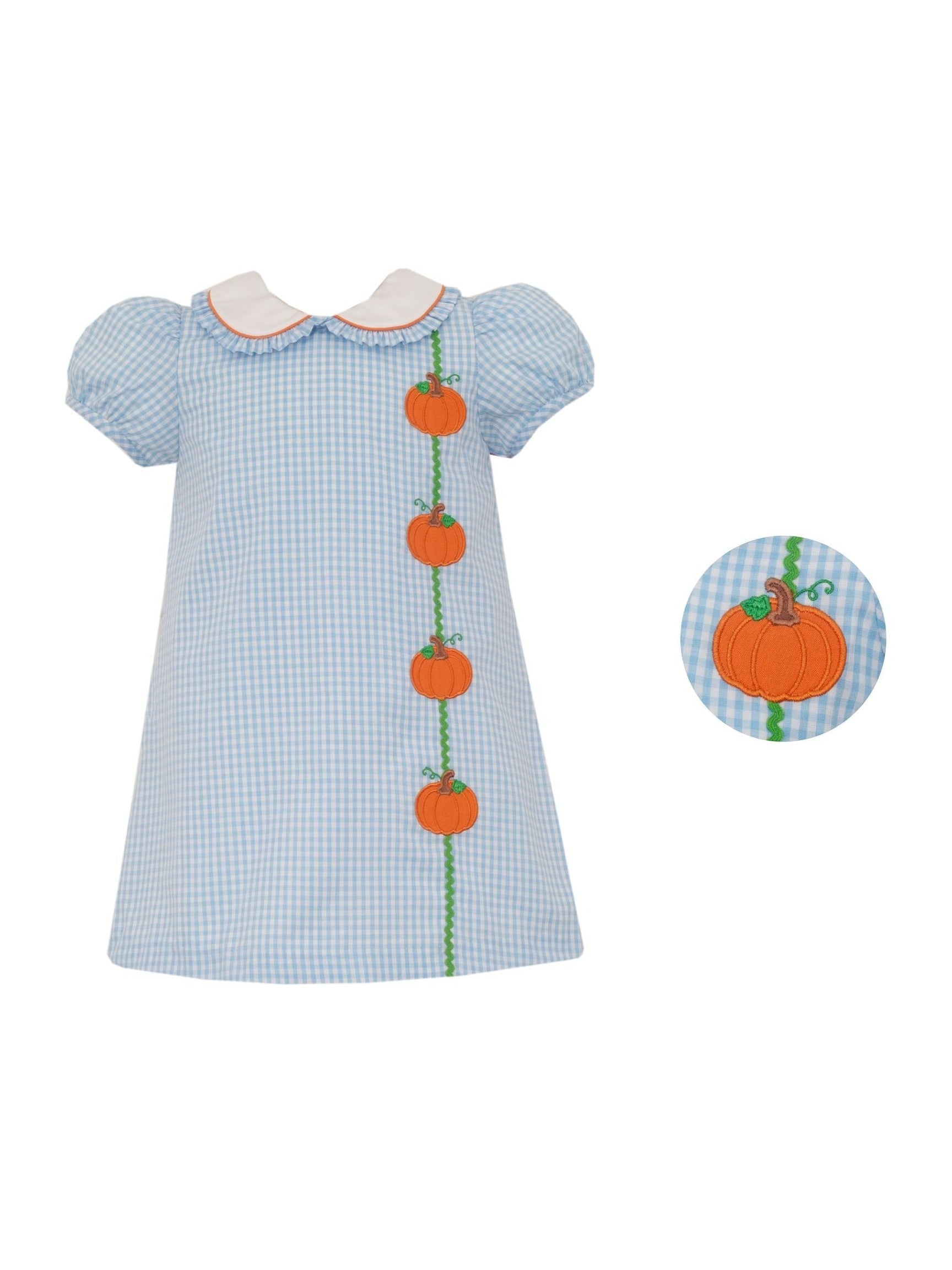 Blue Gingham Dress Short-Sleeves