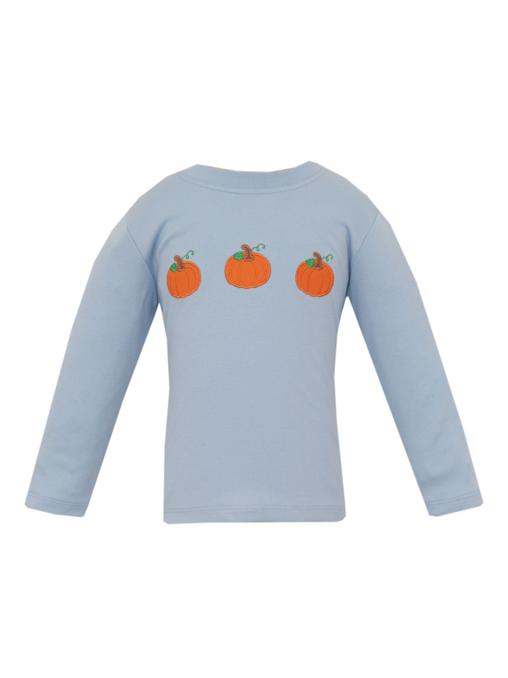 Solid Blue Knit T-Shirt Long-Sleeves