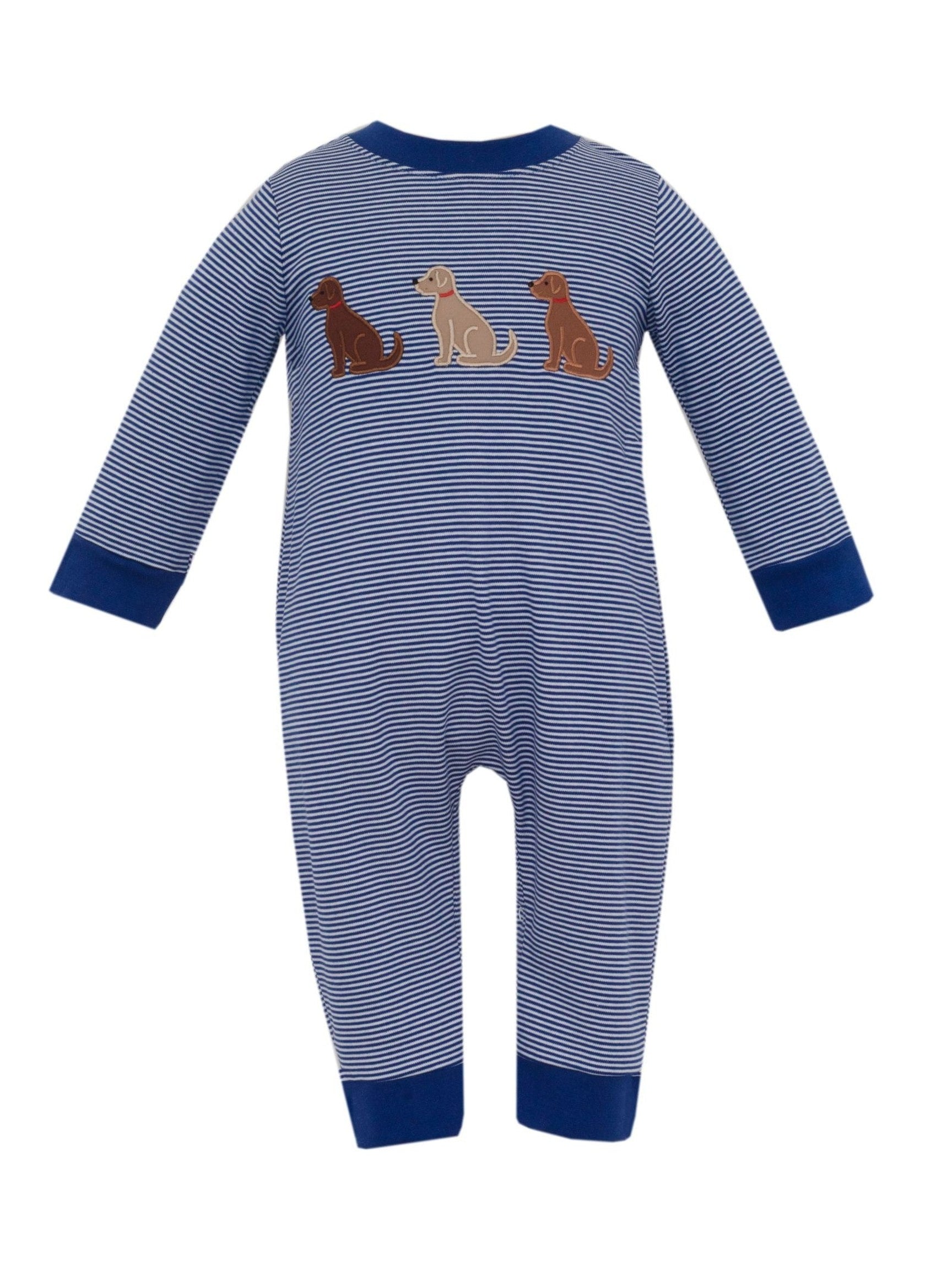 Navy Blue Knit Stripe Bubble Long-Sleeves