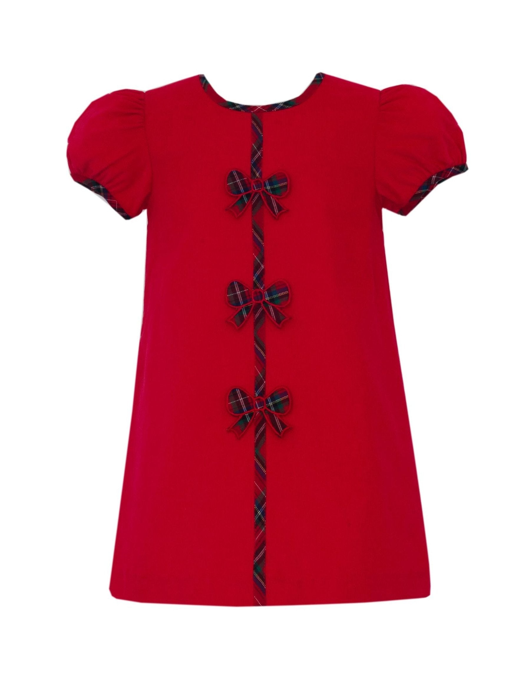 Red Corduroy Girl's Dress Short-Sleeves