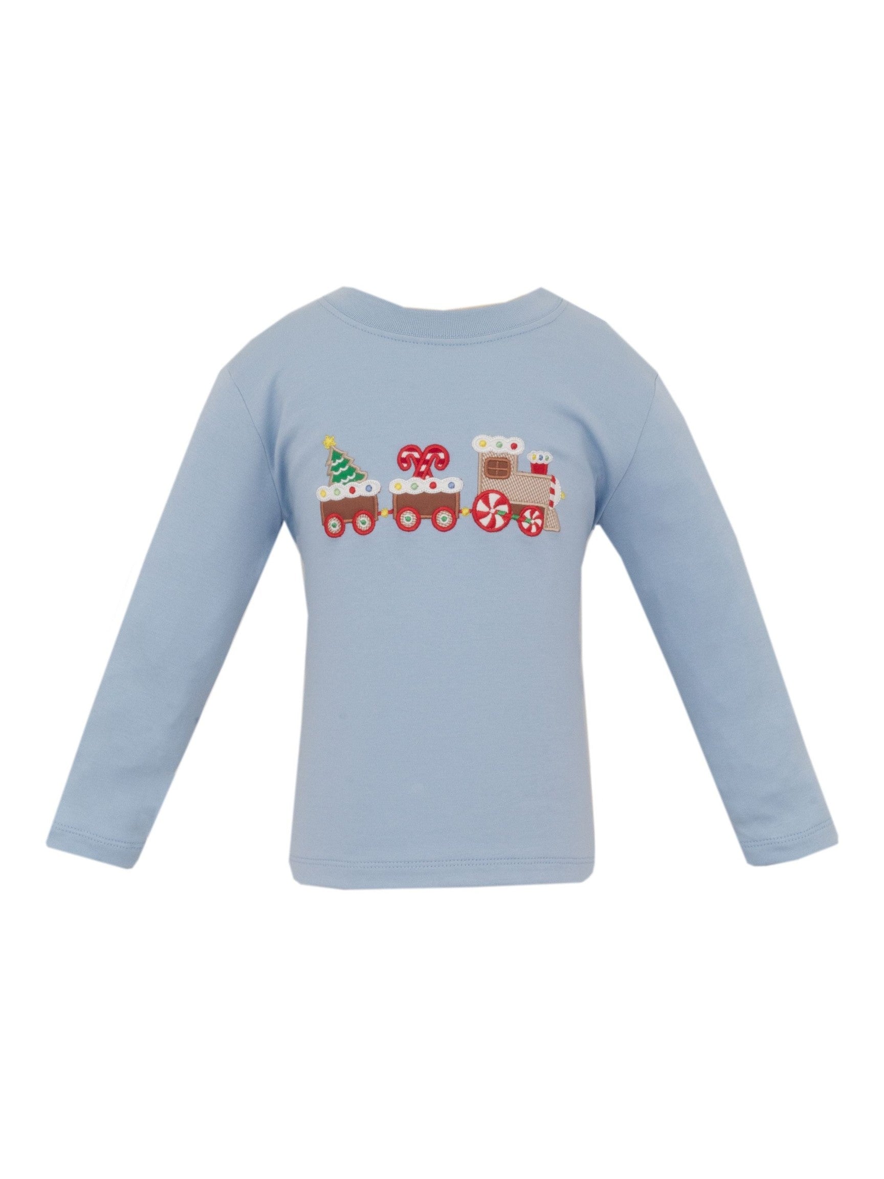 Light Blue Knit T-Shirt Long-Sleeves
