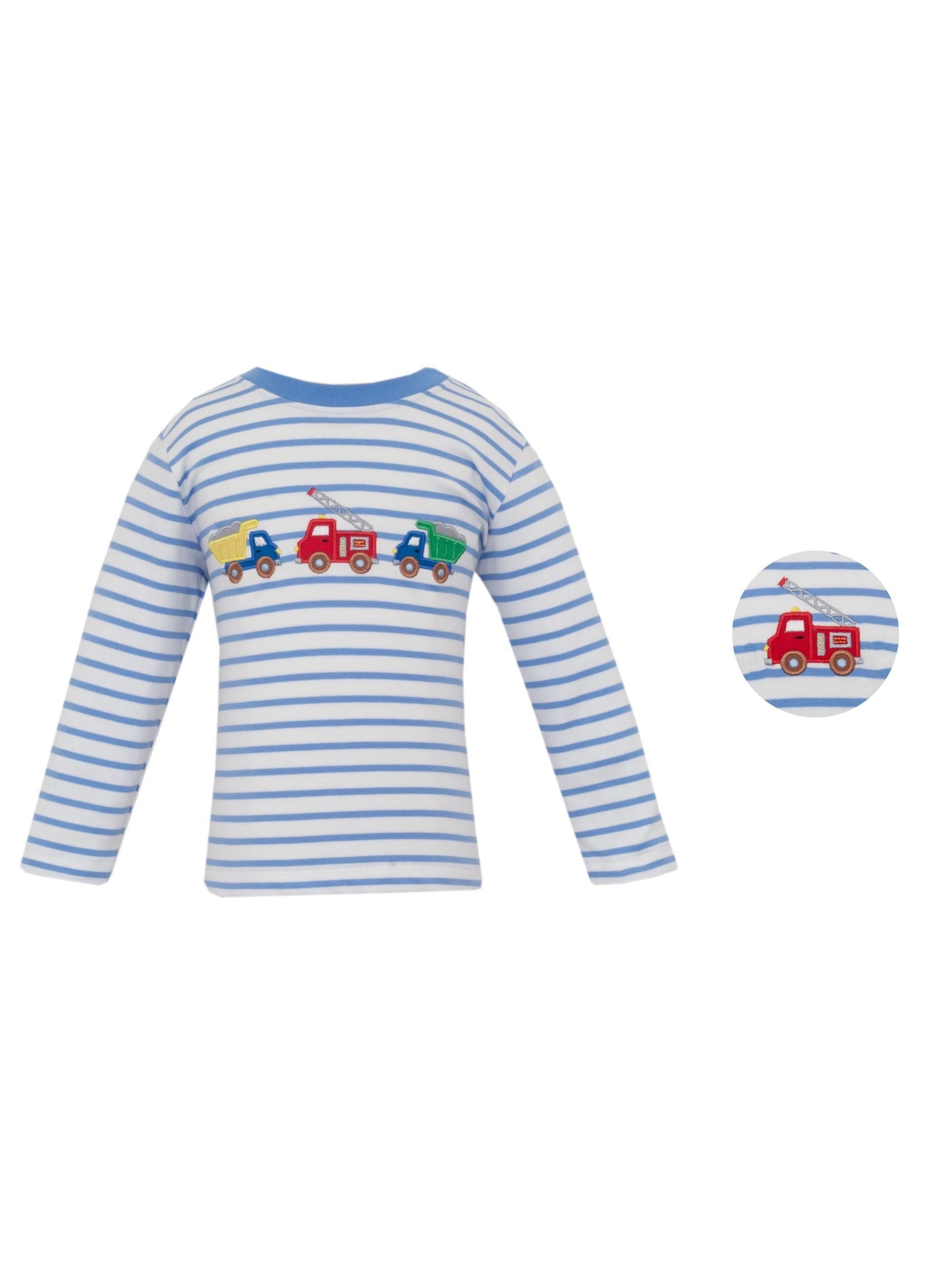 Periwinkle Blue Knit Stripe T-Shirt Long-Sleeves