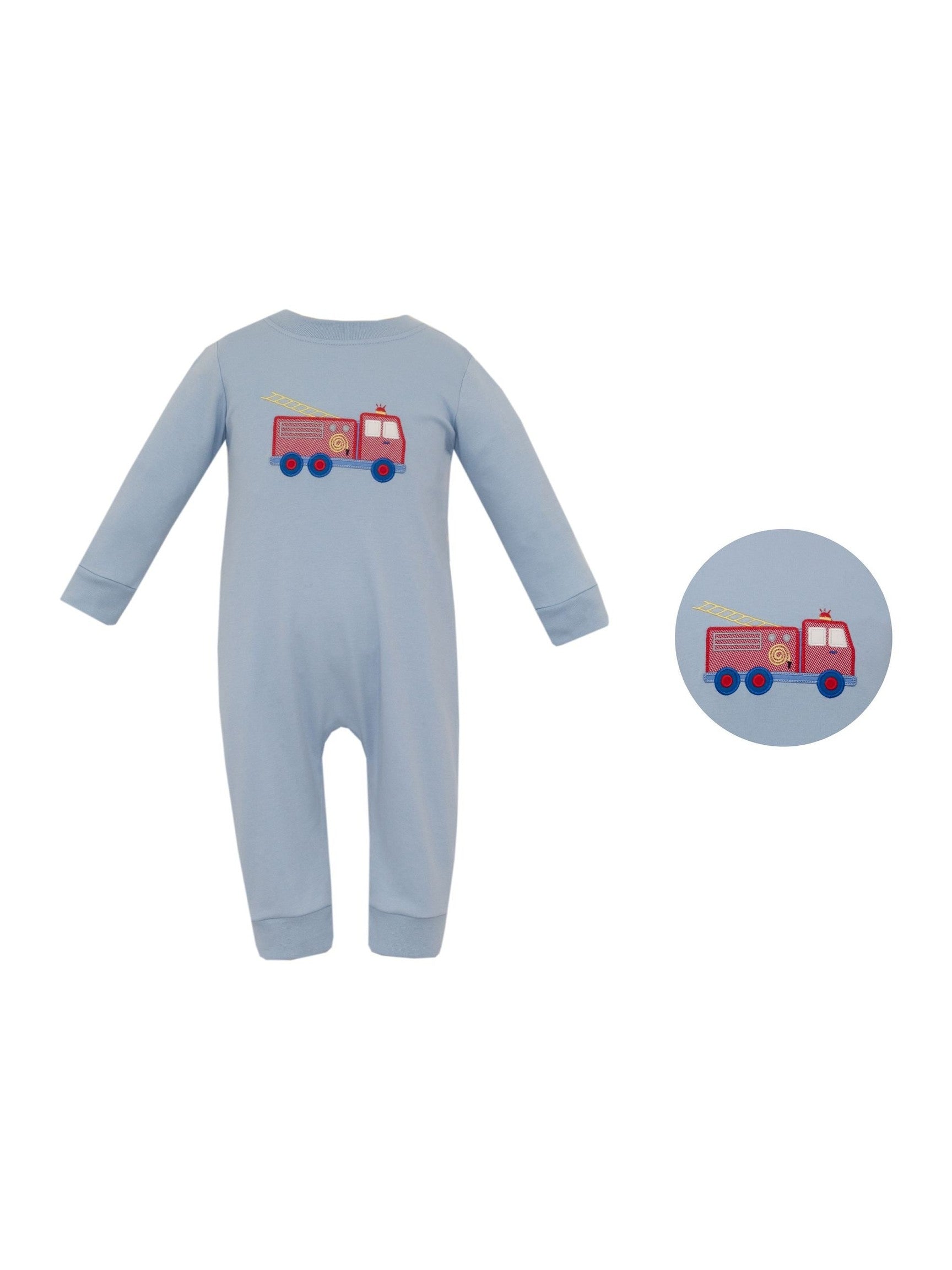 Light Blue Knit Romper Long-Sleeves