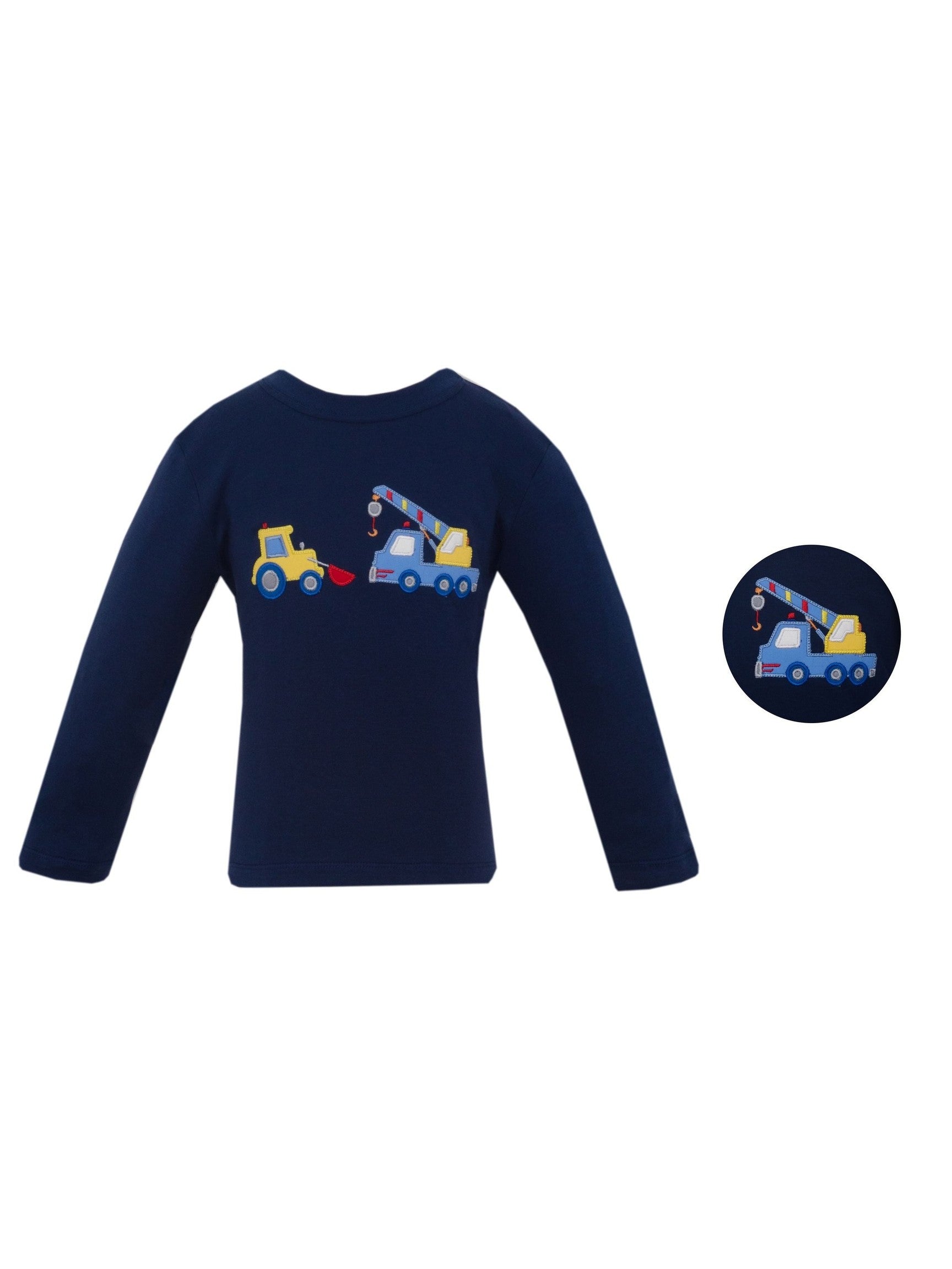 Navy Blue Knit T-Shirt Long-Sleeves