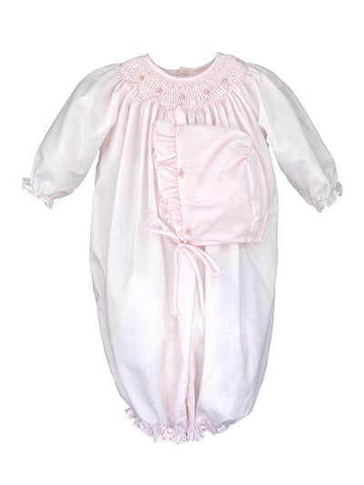 Smocked Rosebud Convertible Gown Set