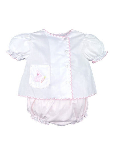 Bunny Embroidered Girl Diaper Set
