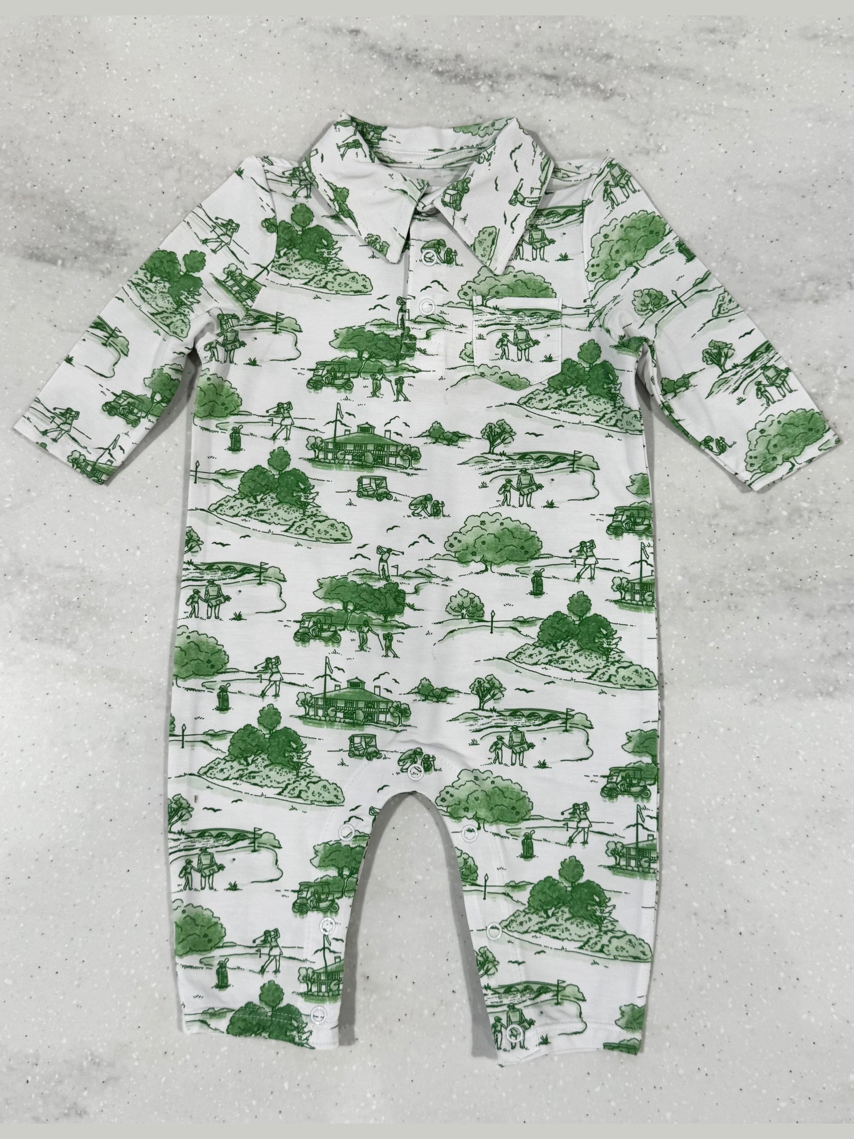 Golf Toile Green - Polo Romper