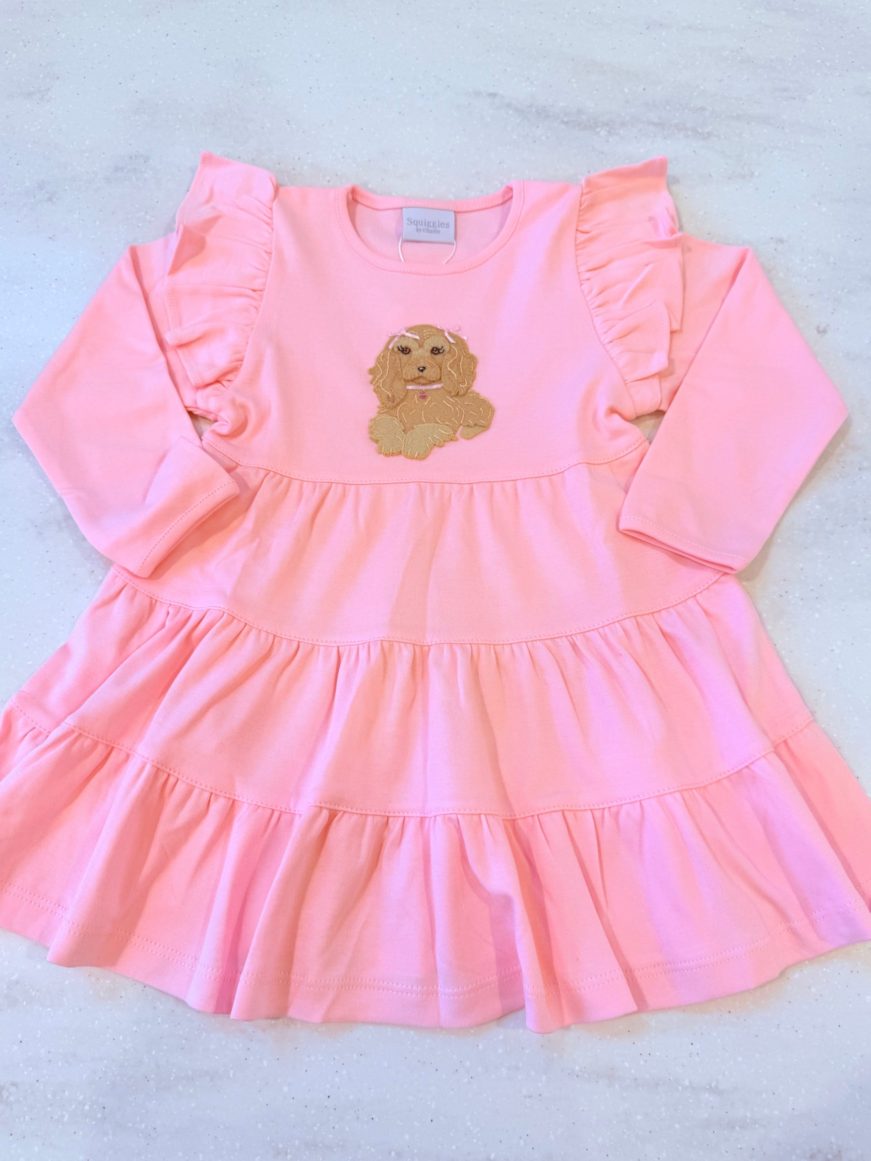 Sadie Dog Applique Tiered Dress