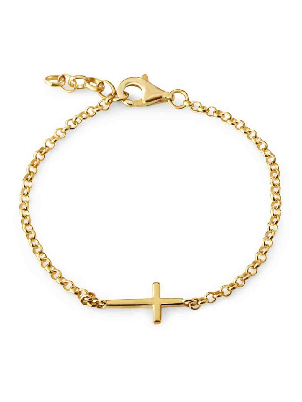 14k Gold-Plated Horizontal Cross Chain Children's Bracelet
