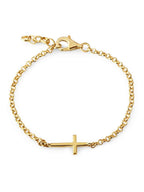 14k Gold-Plated Horizontal Cross Chain Children's Bracelet