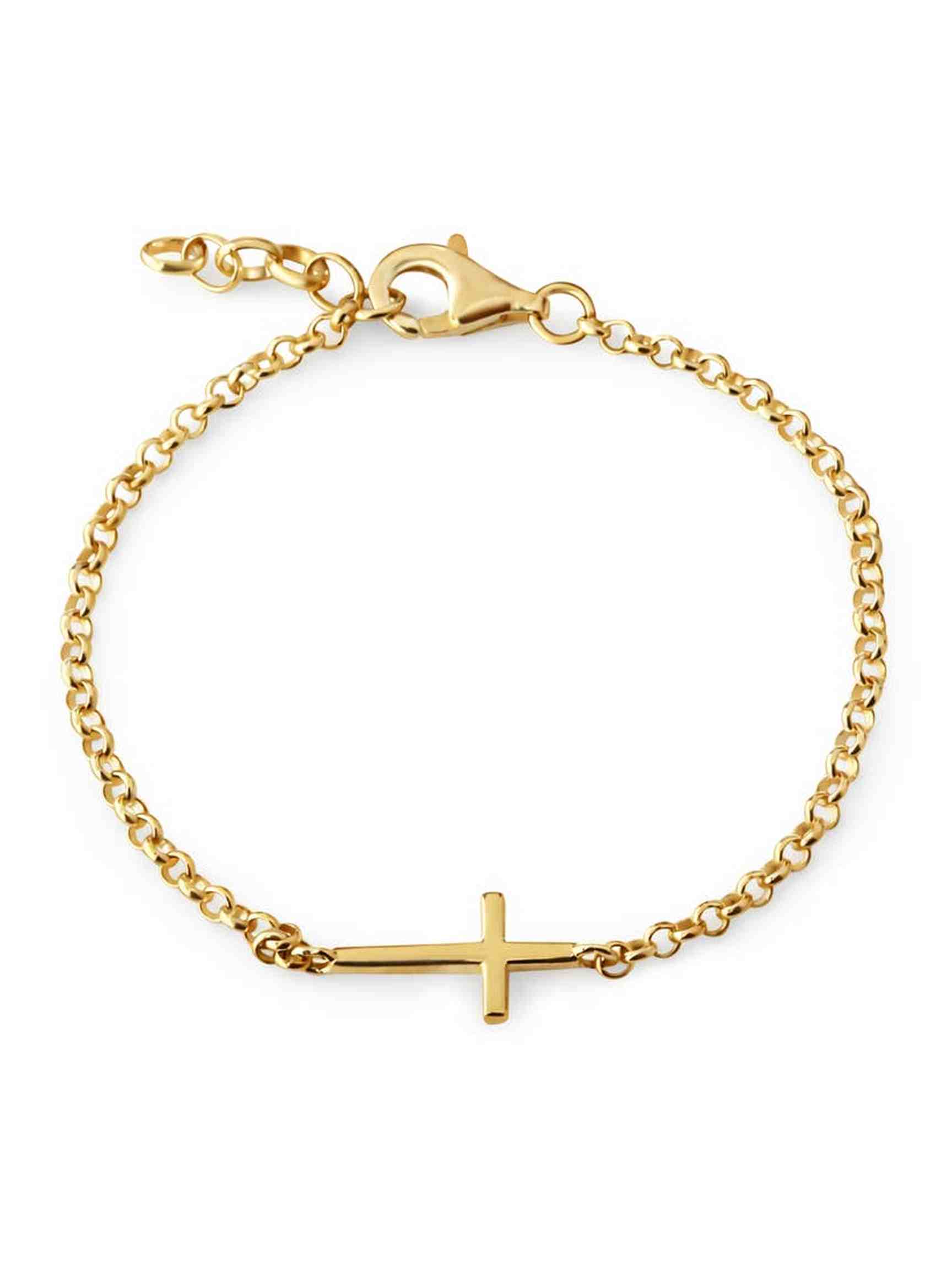14k Gold-Plated Horizontal Cross Chain Children's Bracelet