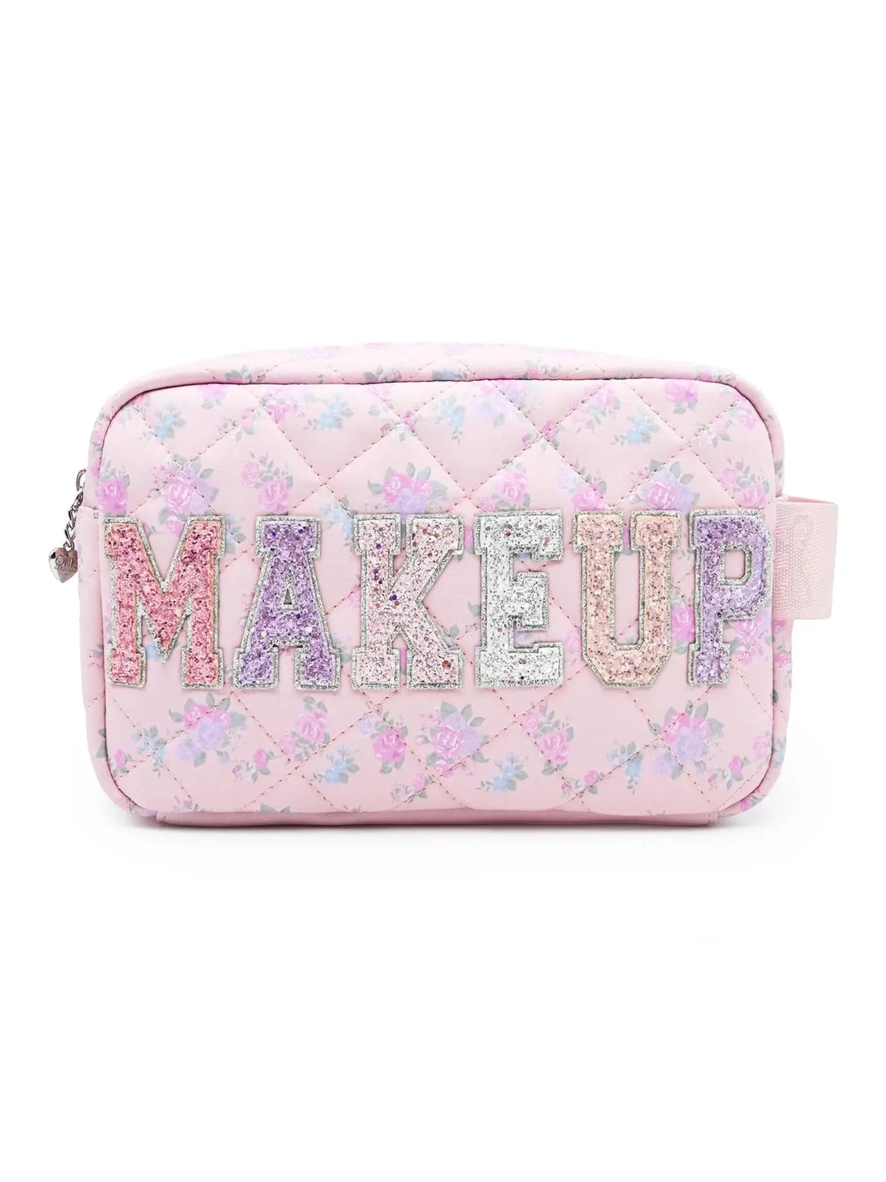'MAKEUP' Quilted Bow Printed Pouch
