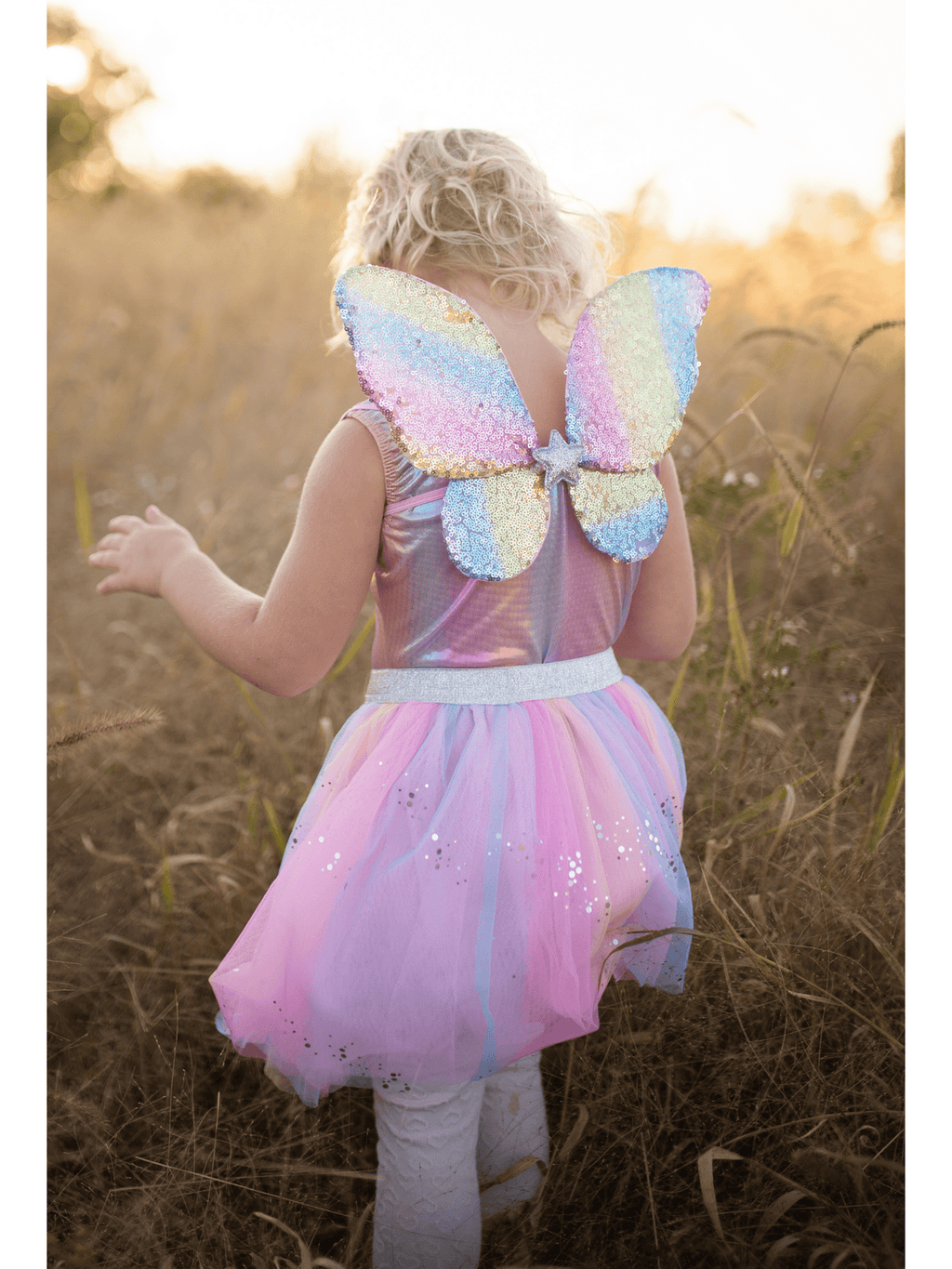 Rainbow Sequins Skirt, Wings & Wand
