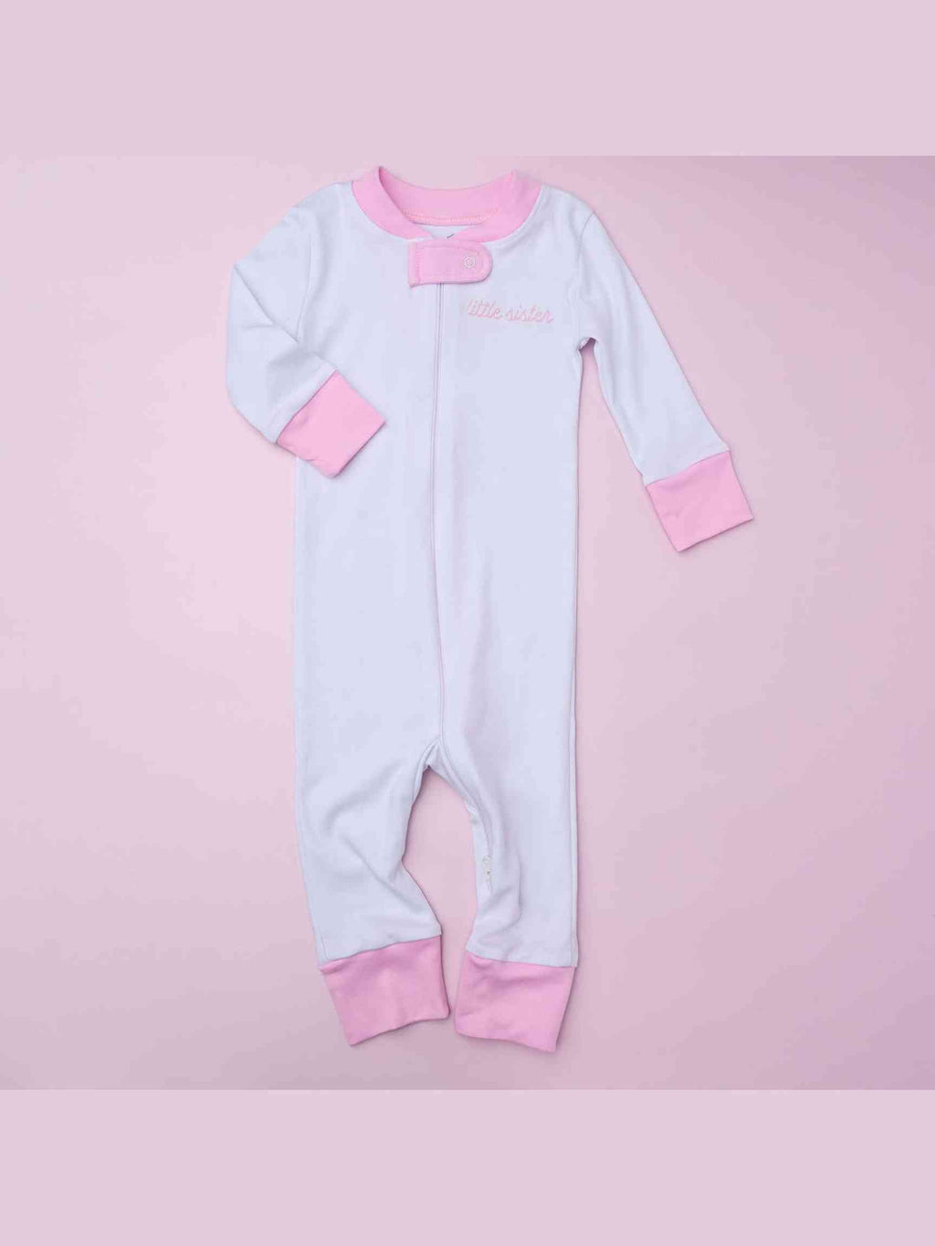 "Little Sister" Embroidered Zip Pajamas