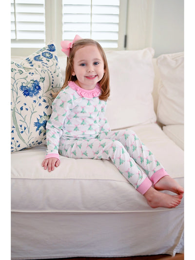 PRE-ORDER Two Piece Jammies- Pink Christmas Trees