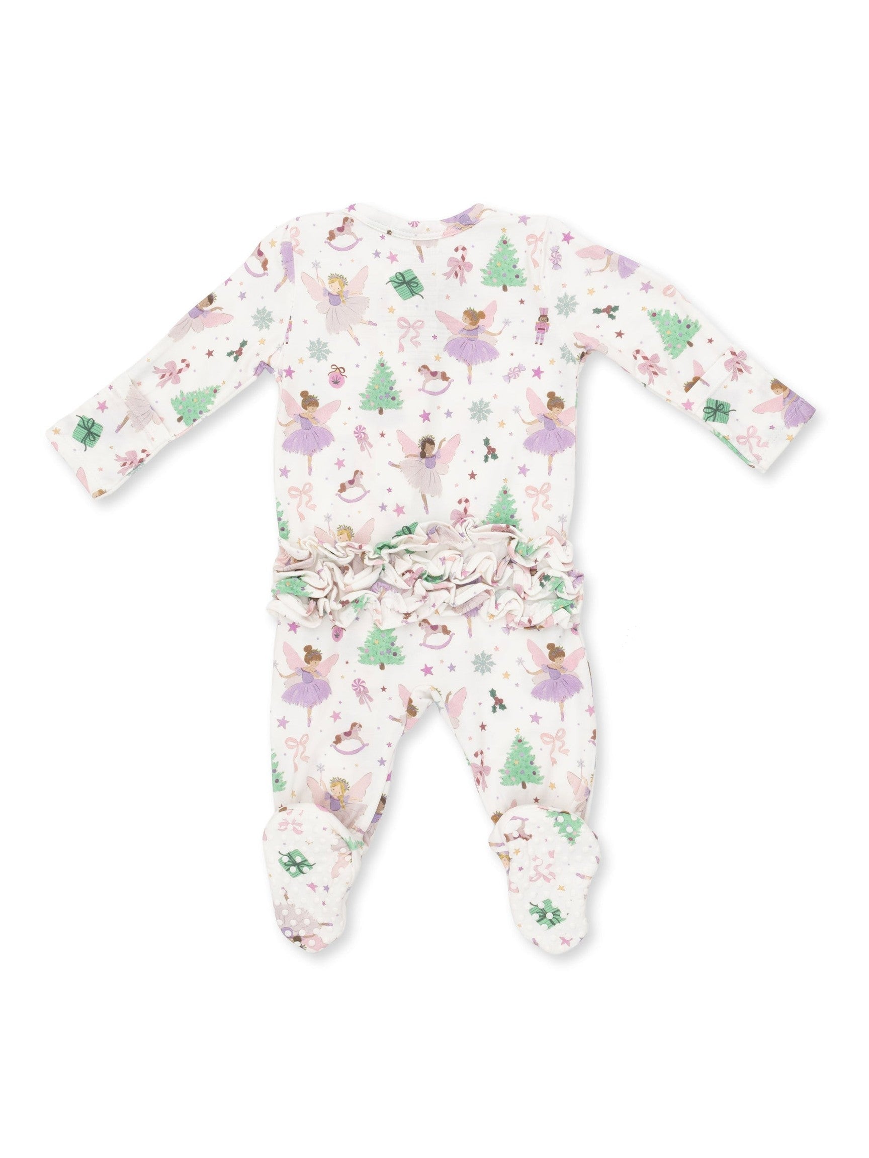 Sugar Plum Fairies - 2 Way Ruffle Back Zipper Footie