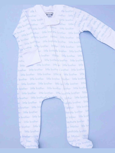 Little Brother Print Zip Footie