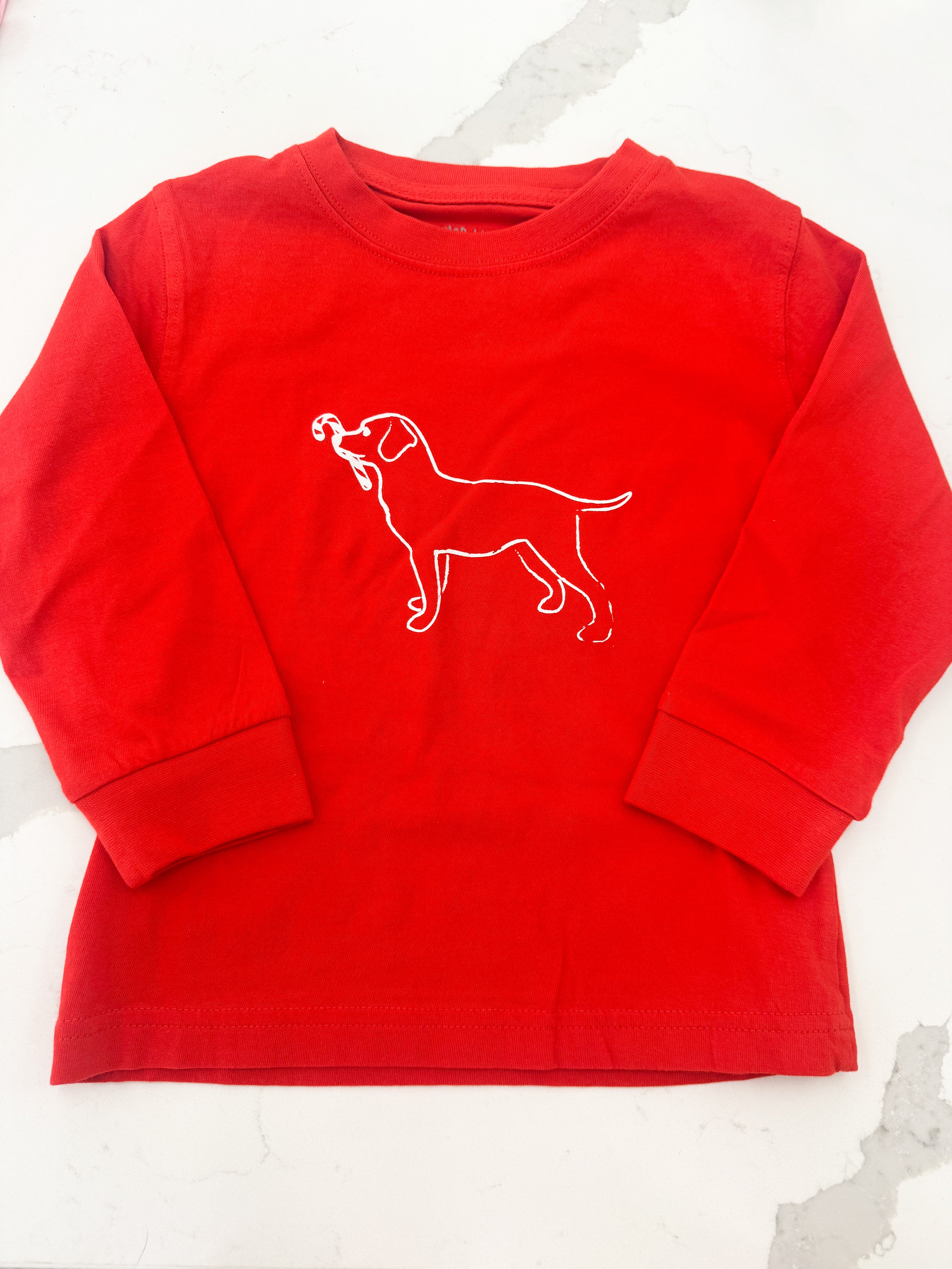 LS Red Candy Cane Dog T-Shirt