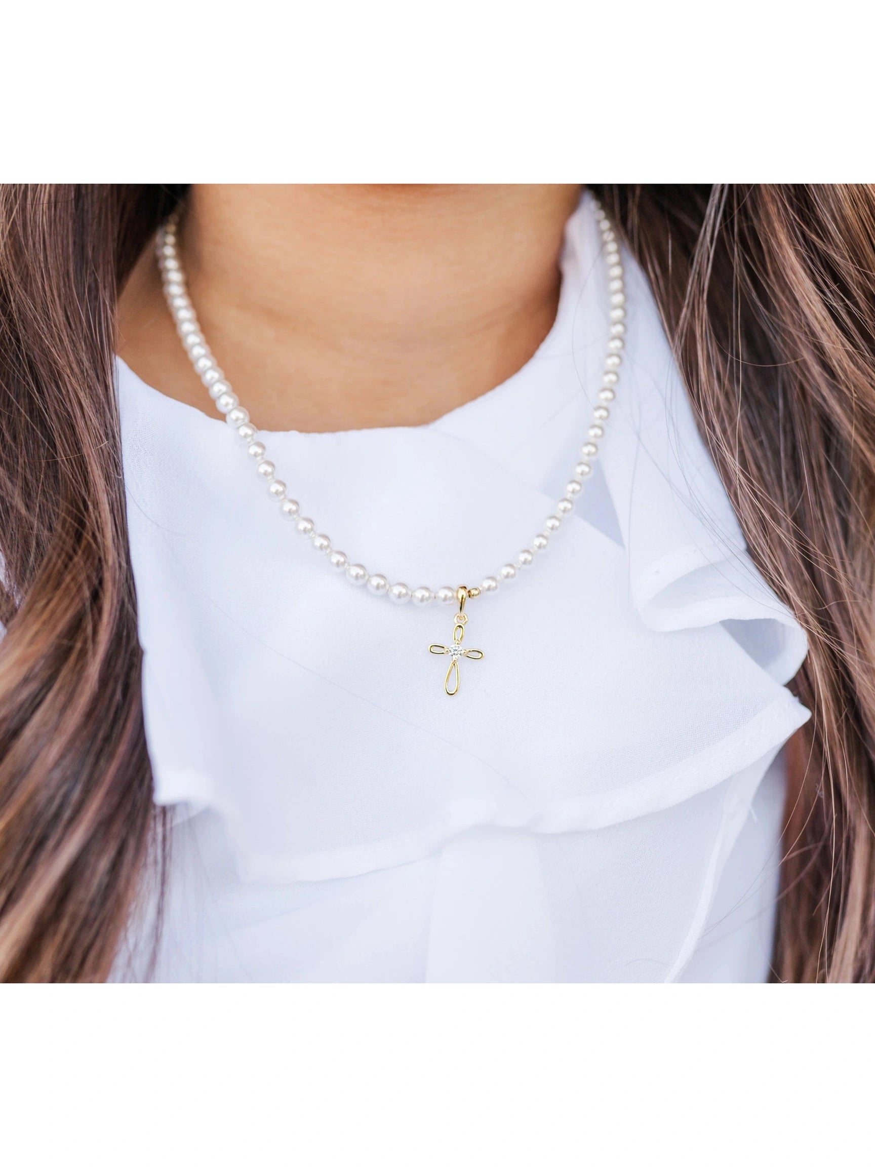 Jayde 14K Gold Plated First Communion Kids Cross Necklace
