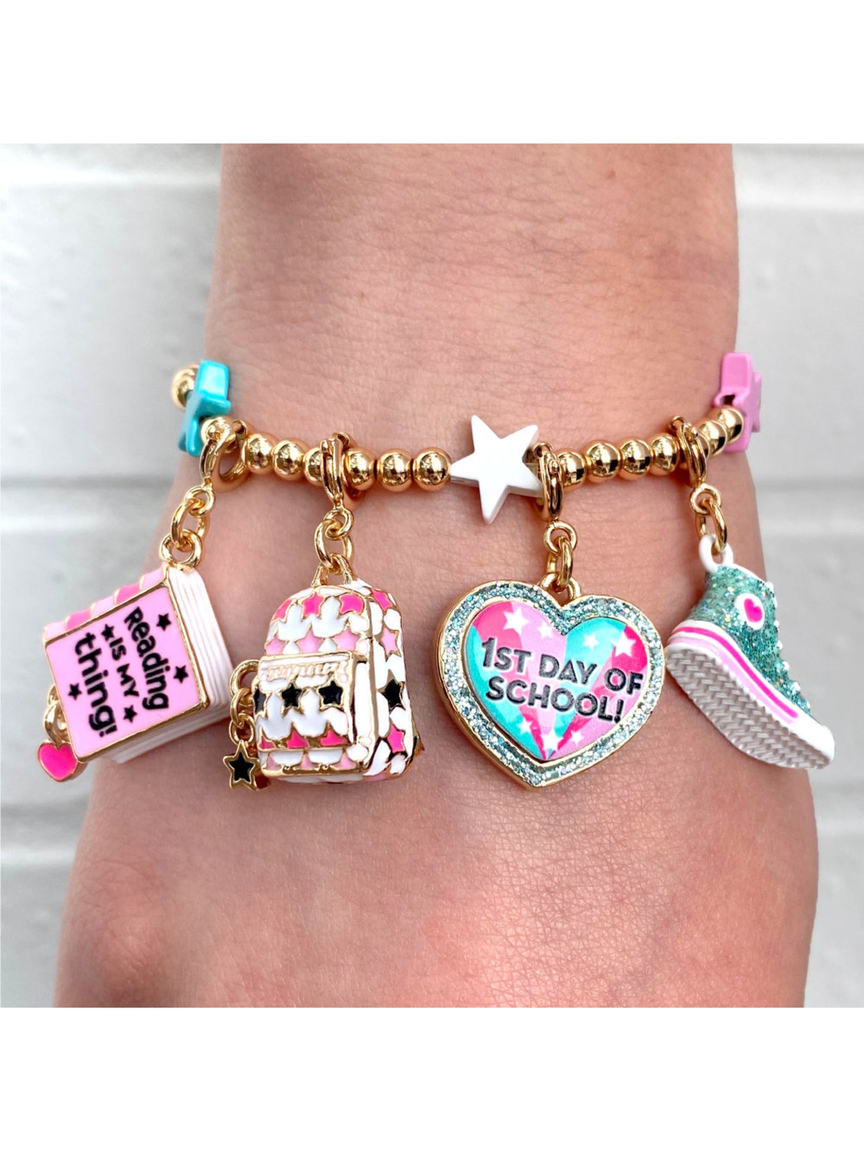 Gold Multi Star Stretch Bead Bracelet