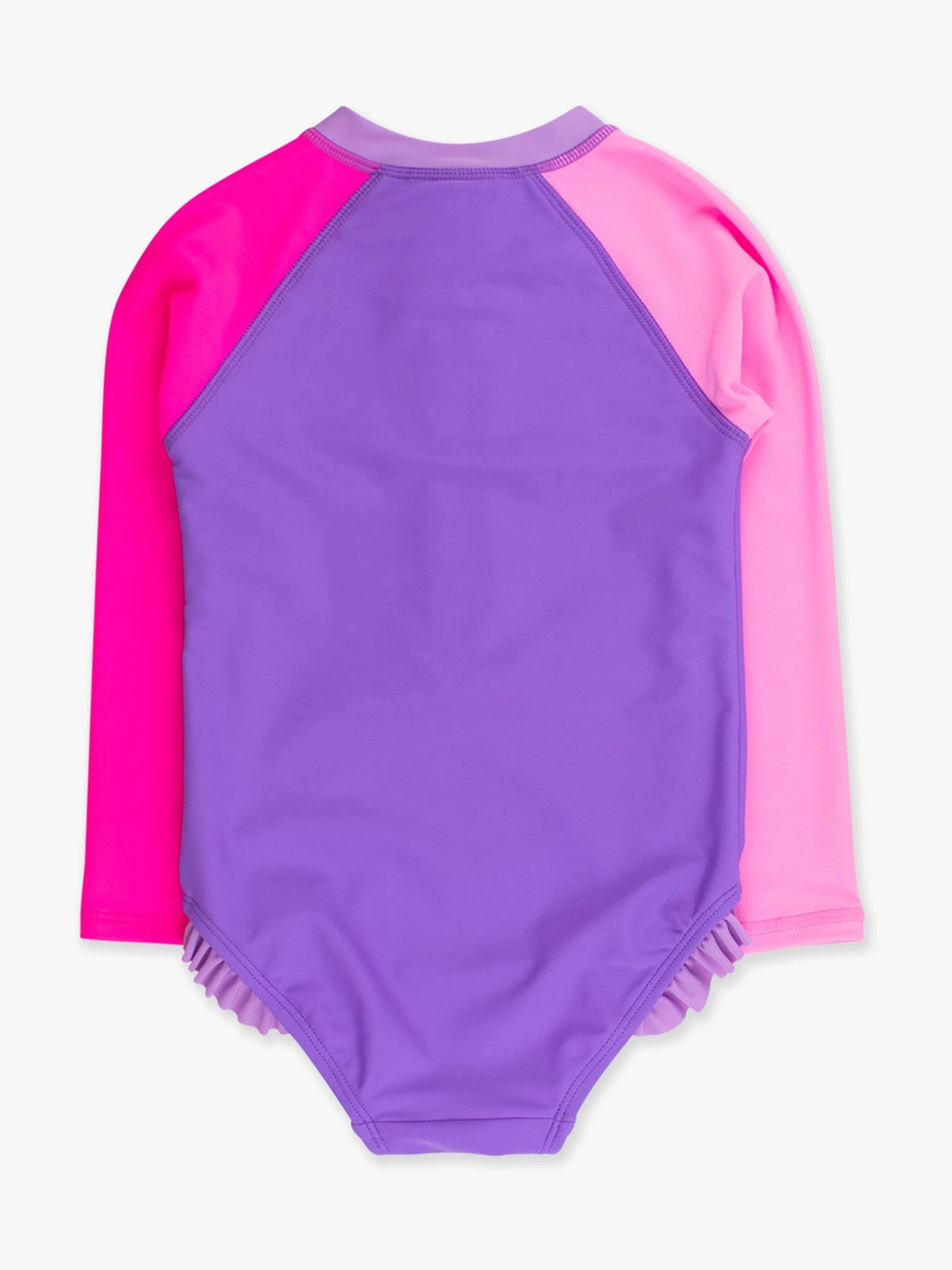 Neon Purple Color Block Long Sleeve One Piece Rash Guard Swimsuit - Posh Tots Children's Boutique