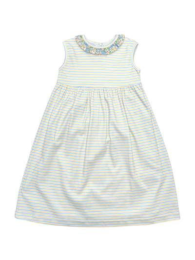 Sleeveless CiCi Dress - Baby Blue/Butter Stripe