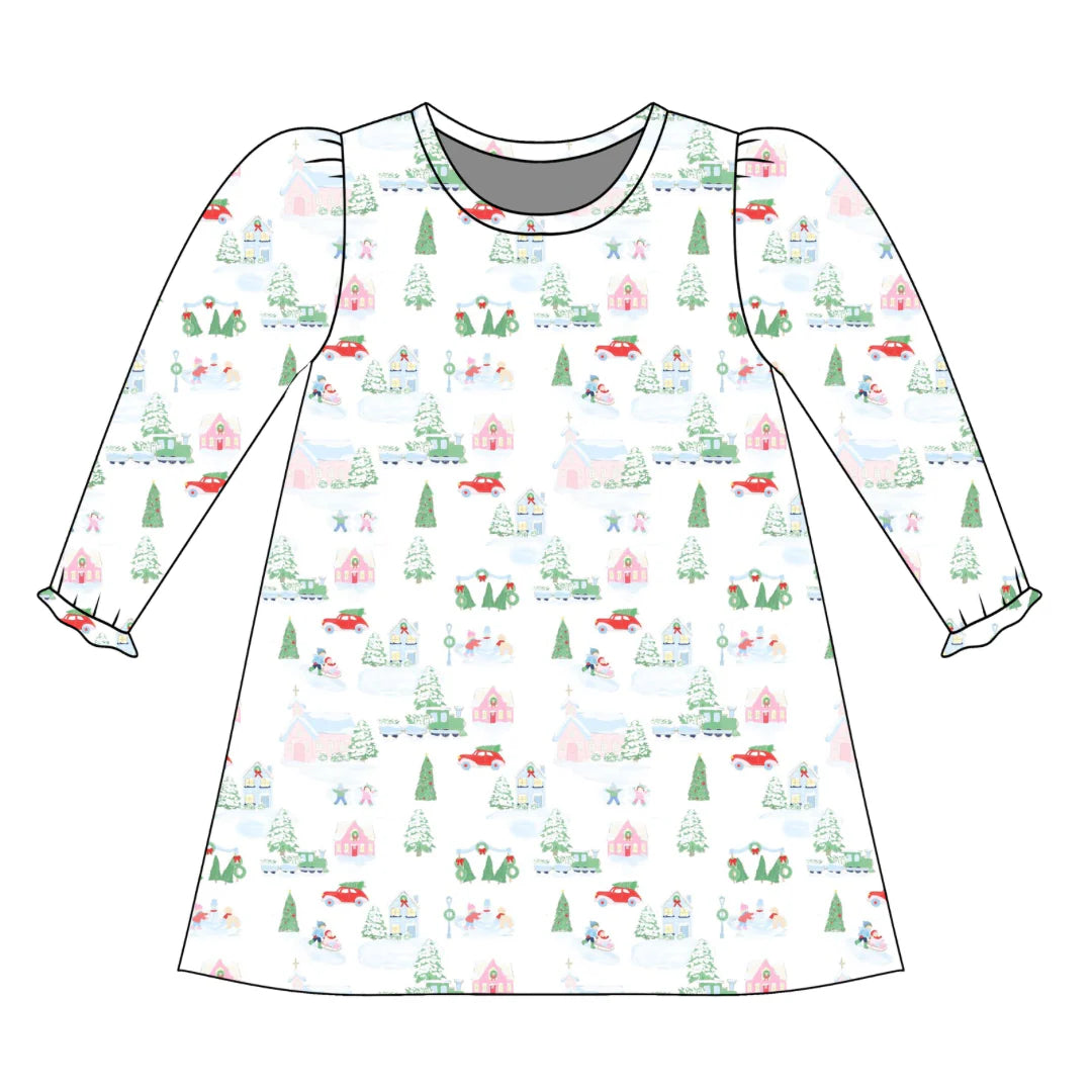 PRE-ORDER Long Sleeve Pippa Play Dress - Christmas on Holly Lane