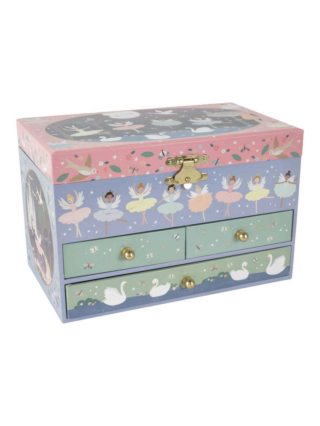 Musical Jewelry Box with 3 Drawers - Enchanted