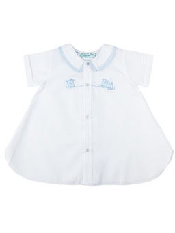 Hand Smocked CLB Charmed Blue Footie with Collar