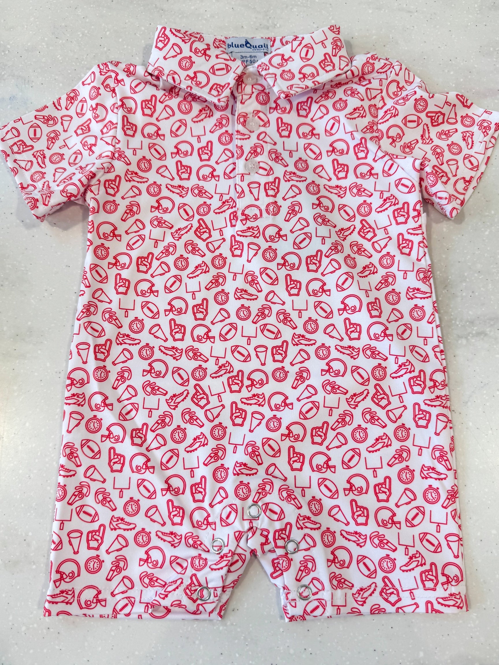 Kickoff Red Polo Short Sleeve Romper