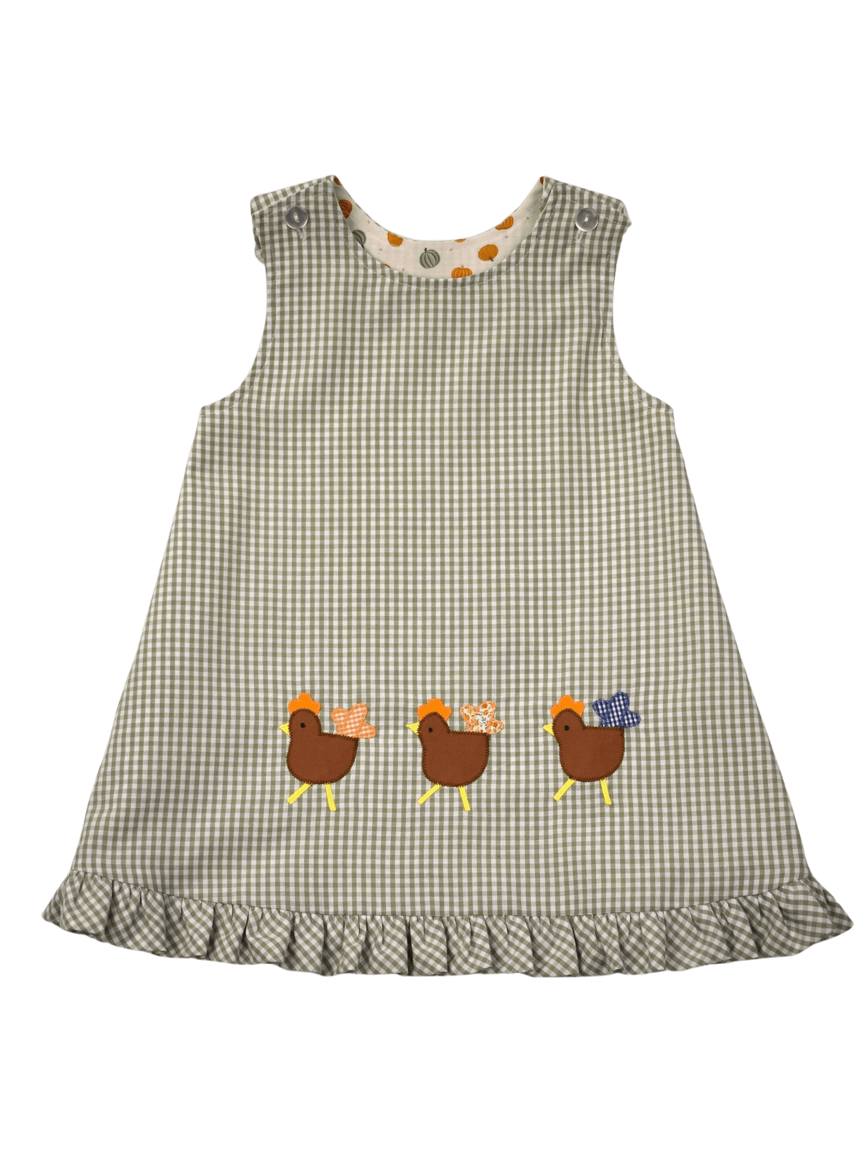 Turkeys/ Pumpkin Print Reversible Jumper