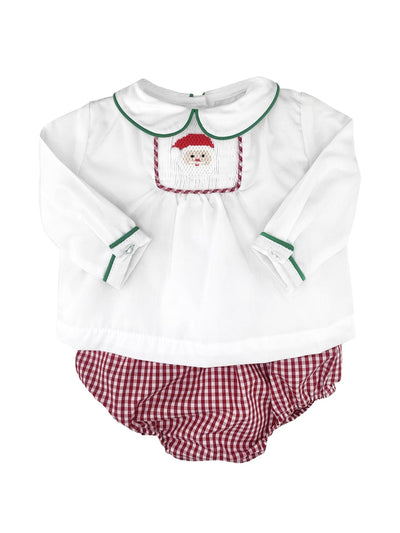 Santa Diaper Set with Hand Picture Smocking