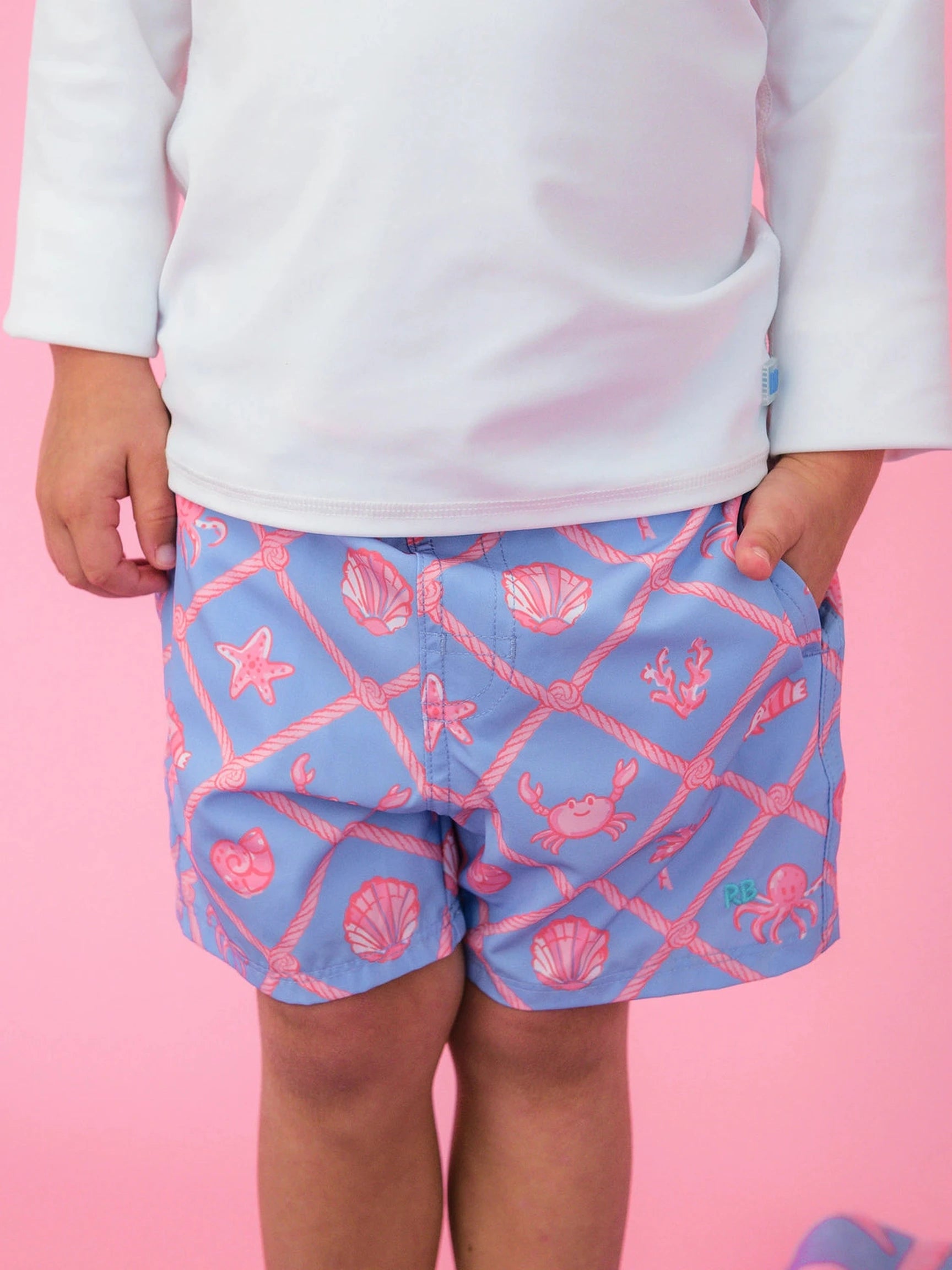 Boys Tropical Trellis Performance Hybrid Swim Trunks - Posh Tots Children's Boutique