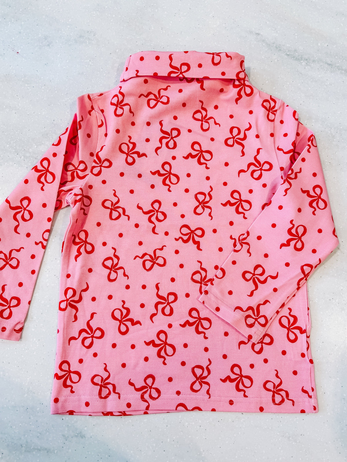 Pink/Red Bow Turtleneck