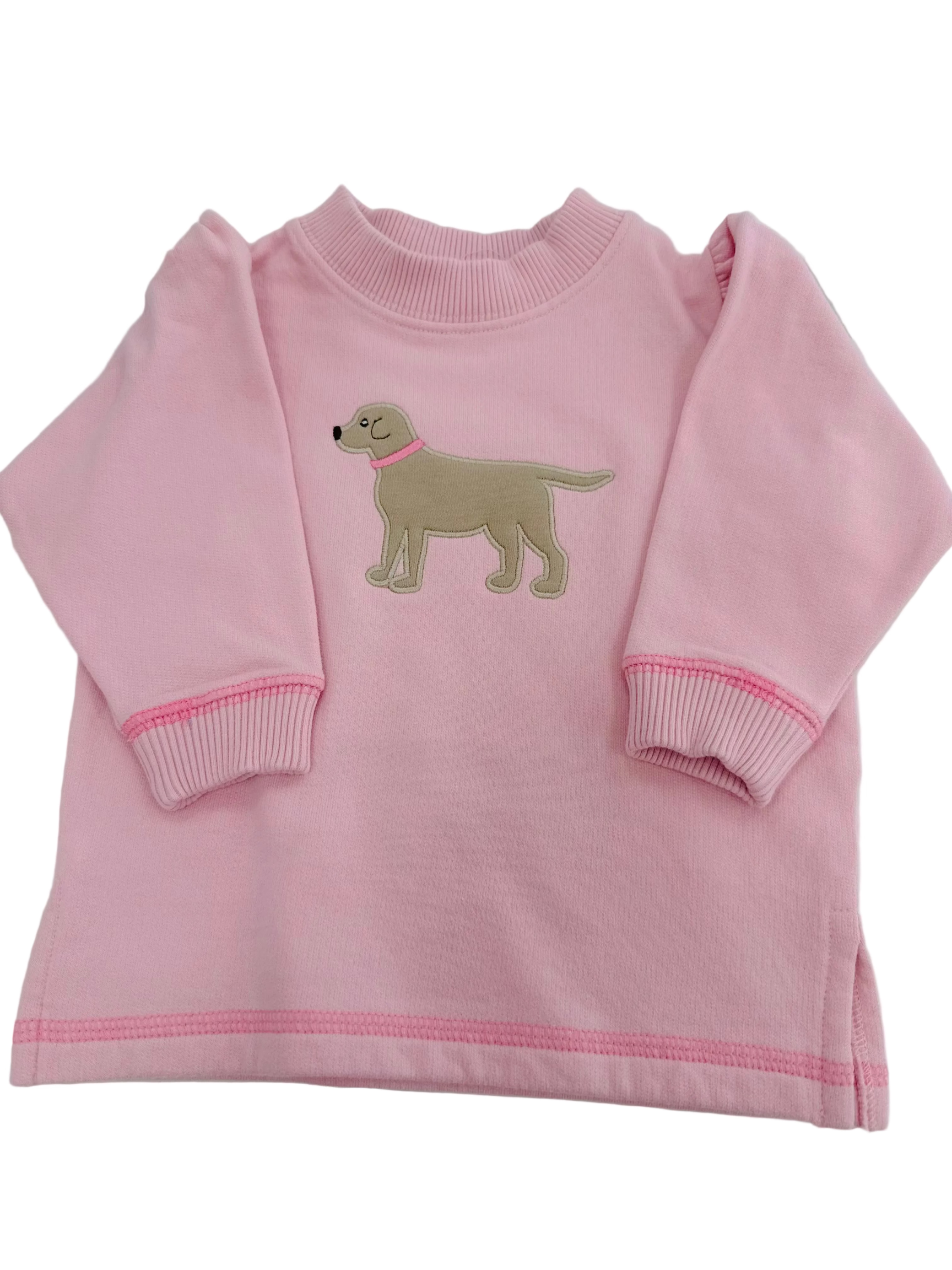 Tan Lab on Pink Sweatshirt - Posh Tots Children's Boutique