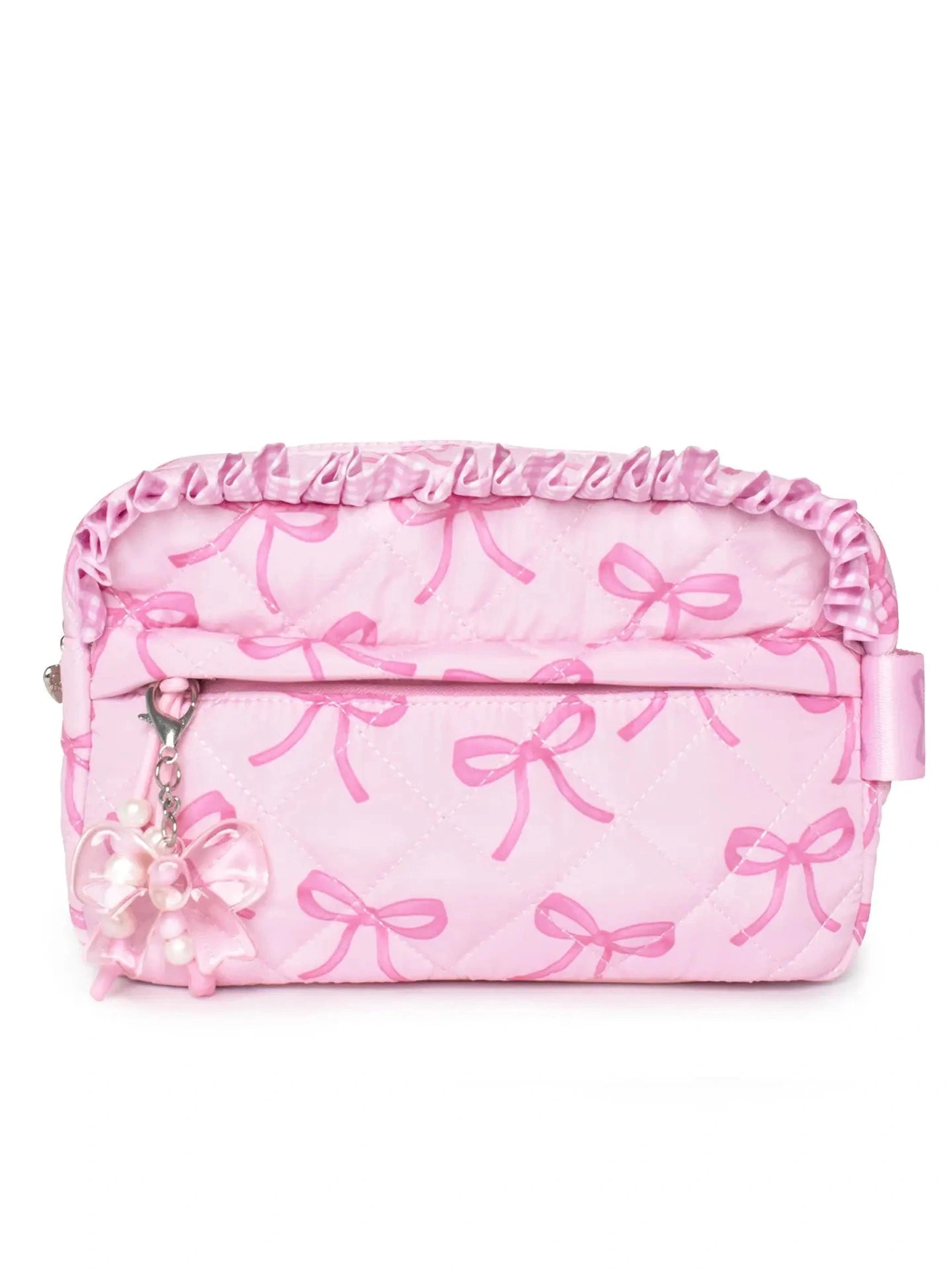 Quilted Bow Printed Pouch with Ribbon Charm