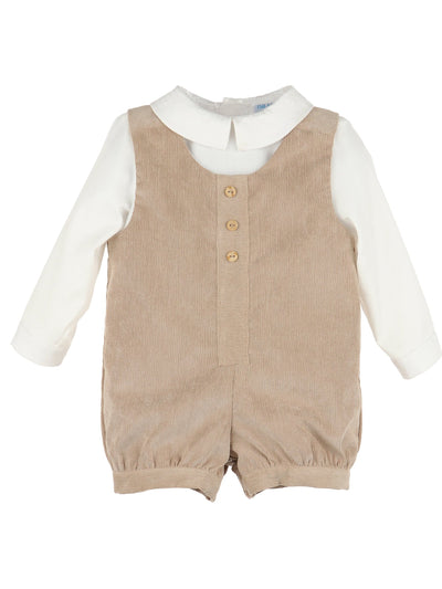 Corduroy Beige John John Set - Posh Tots Children's Boutique