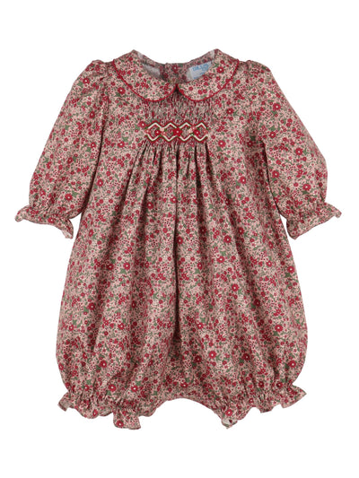 Cranberry Floral Smocked Bubble - Posh Tots Children's Boutique