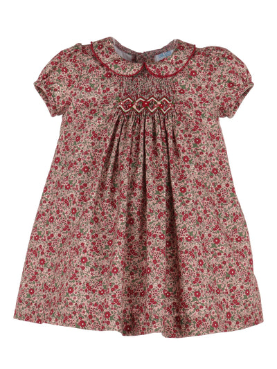Cranberry Floral Smocked Dress - Posh Tots Children's Boutique