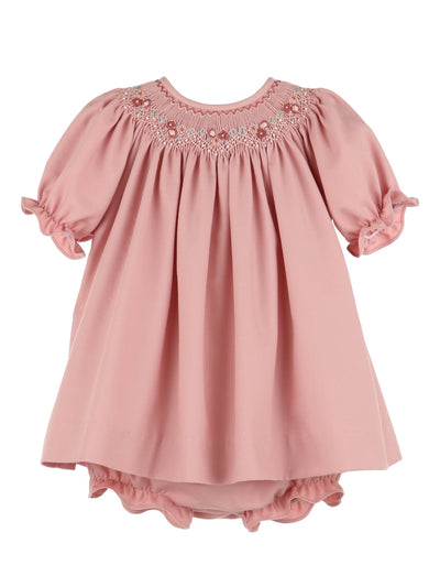 Rose Cranberry Smocked Bishop - Posh Tots Children's Boutique