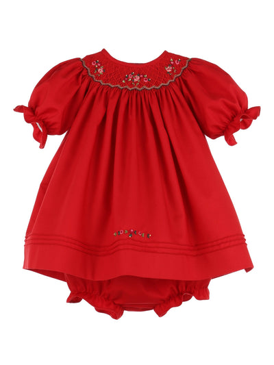 Holly Berry Smocked Bishop - Posh Tots Children's Boutique
