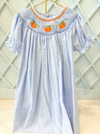 Picture Smocked Pumpkins Bishop Dress