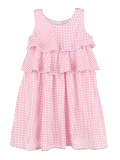 Vichy Ruffle Dress - Pink