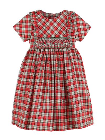 Scottish Red Check Smocked Dress