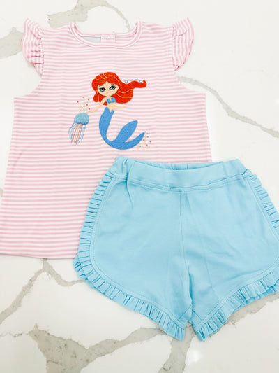 Jasmine Mermaid Striped Shorts Set