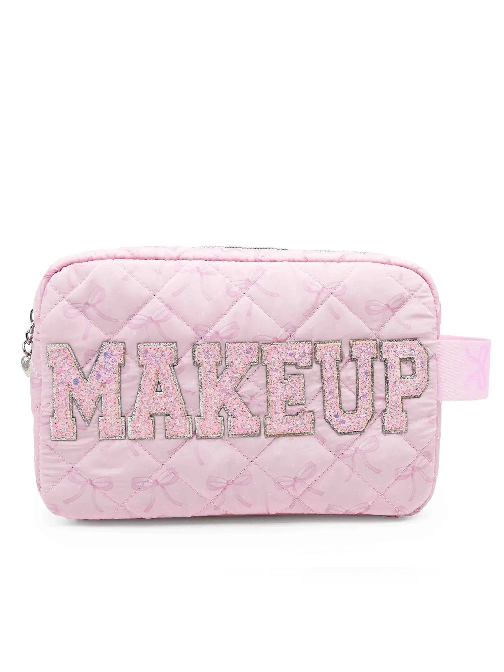 'Makeup' Bow Printed Quilted Pouch
