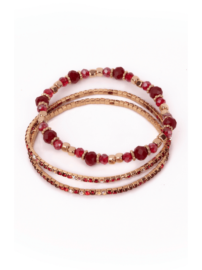 Boutique Ruby Red Bracelet Set - 3 pcs