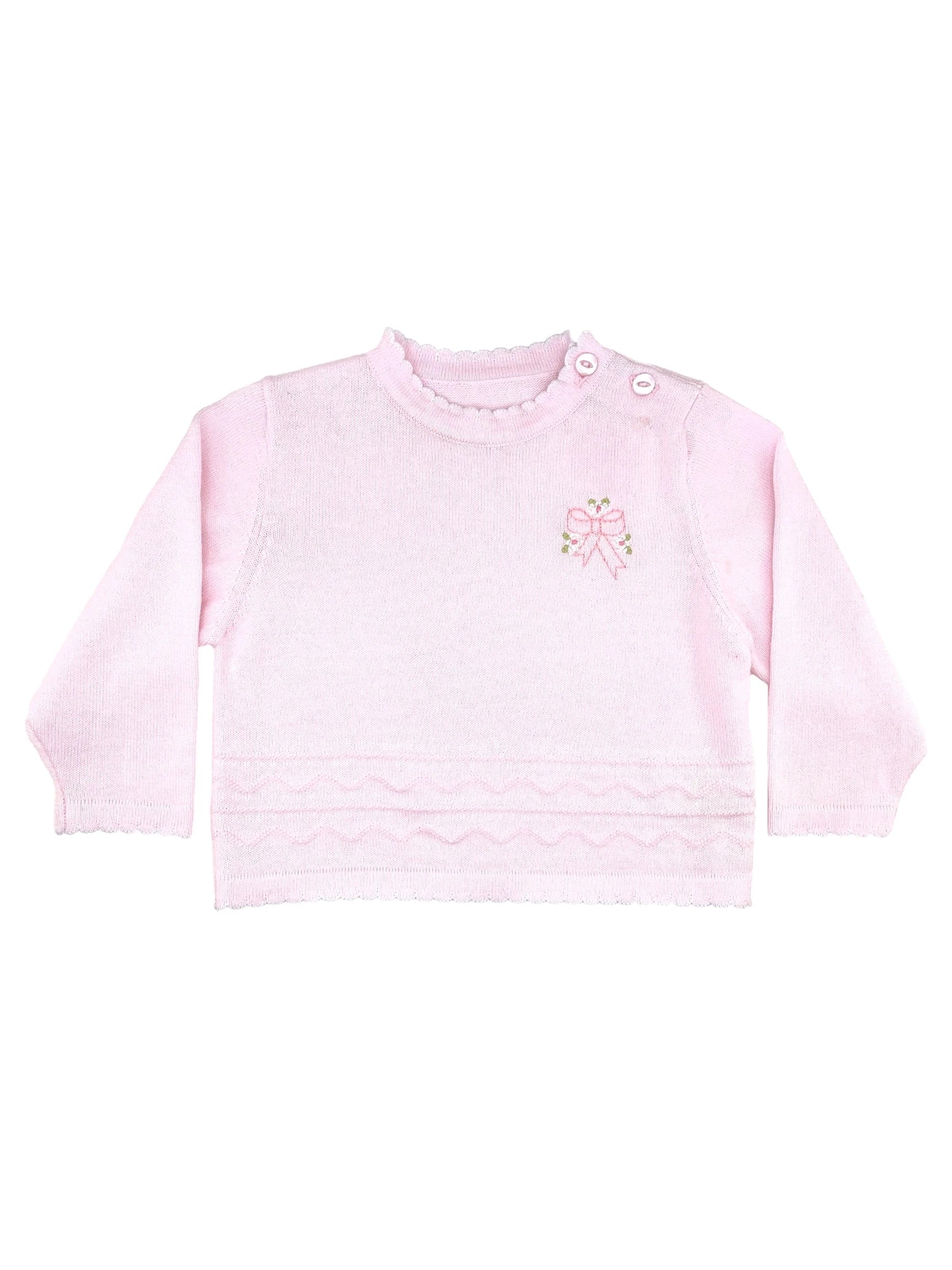 Embroidered Flower Lightweight Knit Sweater