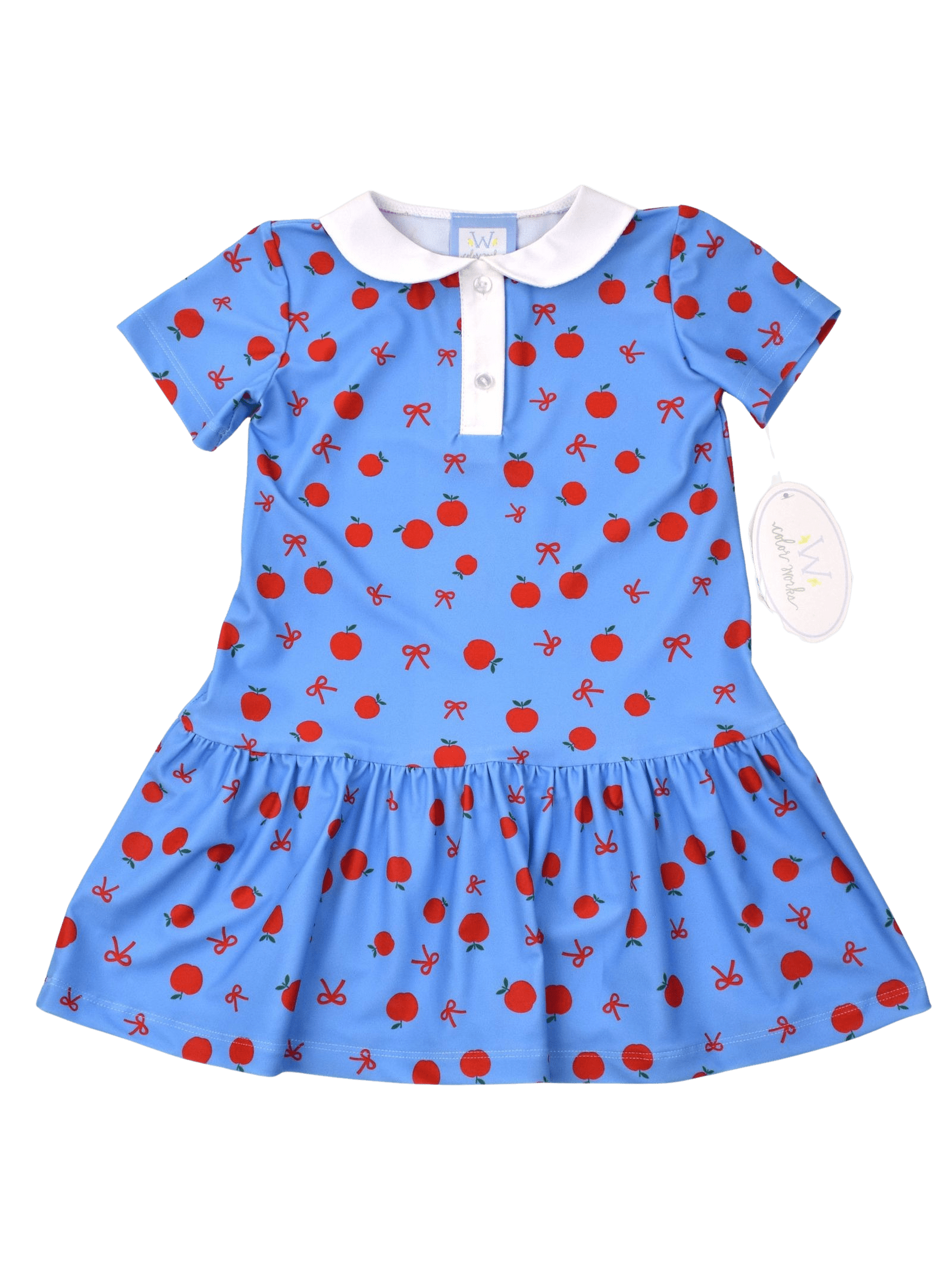 Apple Print Ss Collar Dress
